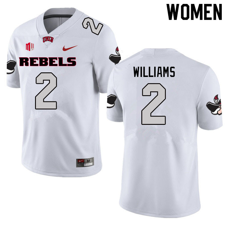 Women #2 Nohl Williams UNLV Rebels College Football Jerseys Sale-White - Click Image to Close